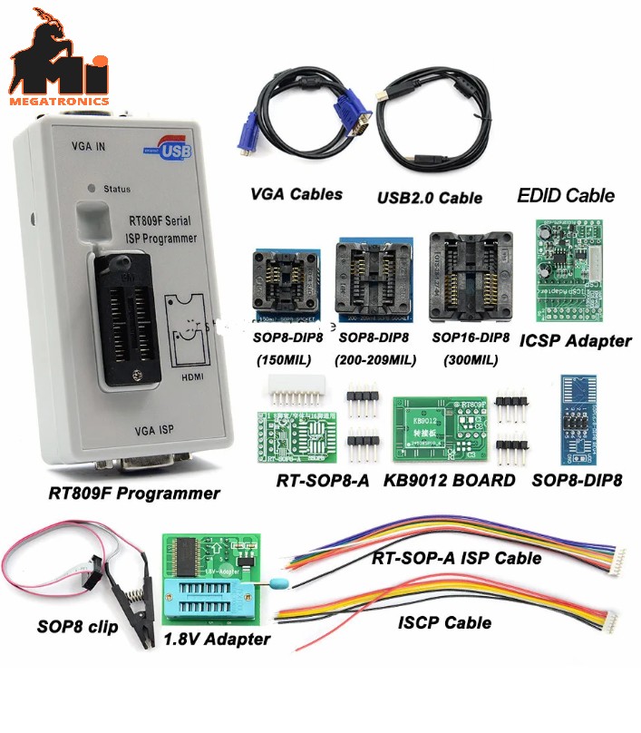 RT809F ISP Programmer USB LCD BIOS One-Key Read Write Burner ICSP Auto ECU Prog 