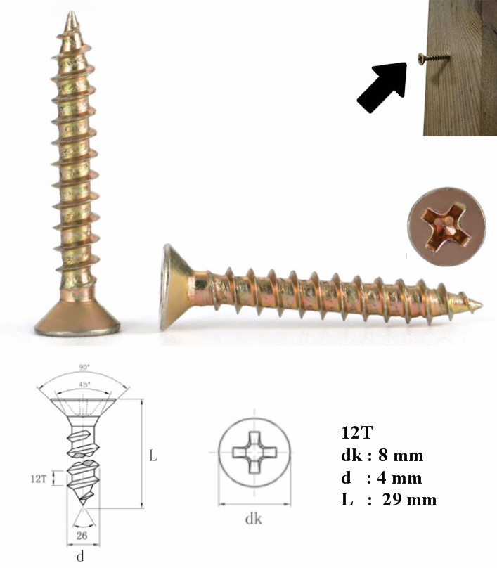 threading wood dry wall screw cross countersunk head wood dry wall self-tapping 