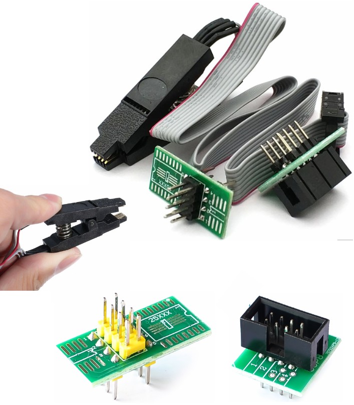 SOP8 BIOS flash test universal adapter clip burn chip SPI SOP8 24C 93C 25LF burn