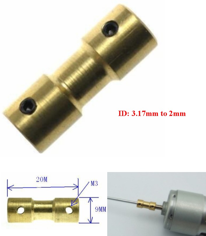 Steel shaft coupling hole 3.17mm to 2mm rod couple