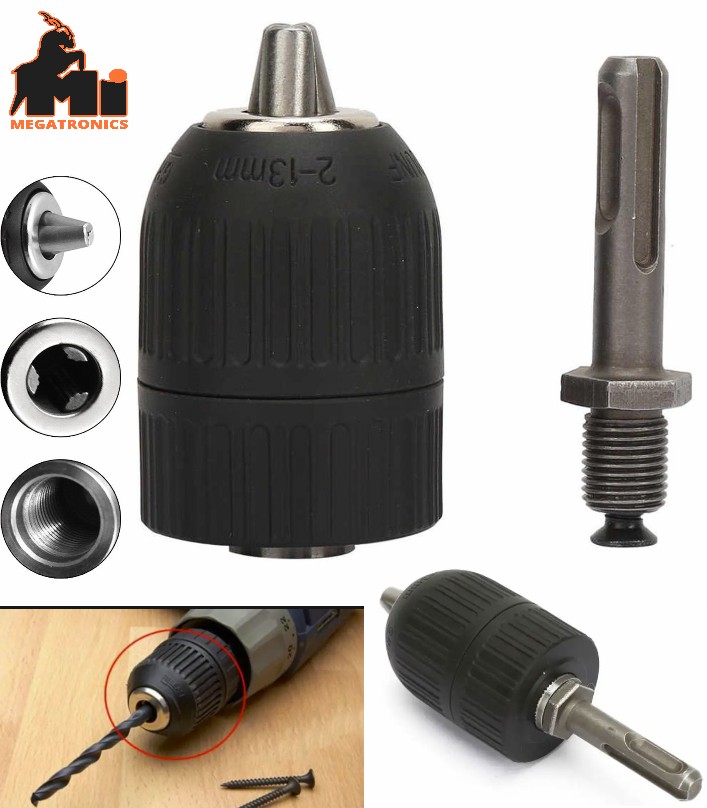 SDS 2-13mm Capacity 1/2-20 UNF Mount Keyless Drill Chuck Tool with SDS Adapter
