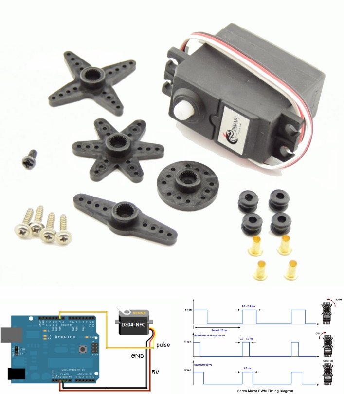 DS04-NFC 360 degrees continuous rotation servo motor 360