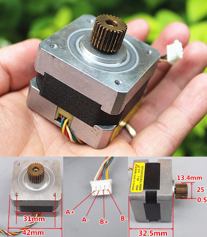 5v 1.5A 42 stepper motor with gear two phase four wire