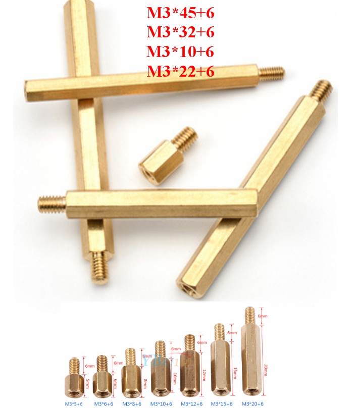 Standoff 10+6mm Brass M3 Hex Spacer Male-Female