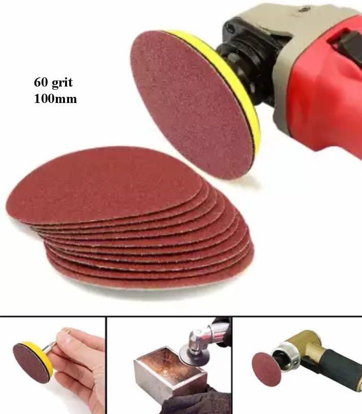 Sandpaper 4 Inches 100mm Abrasive Paper 60 grit Flocking Pad Sanding