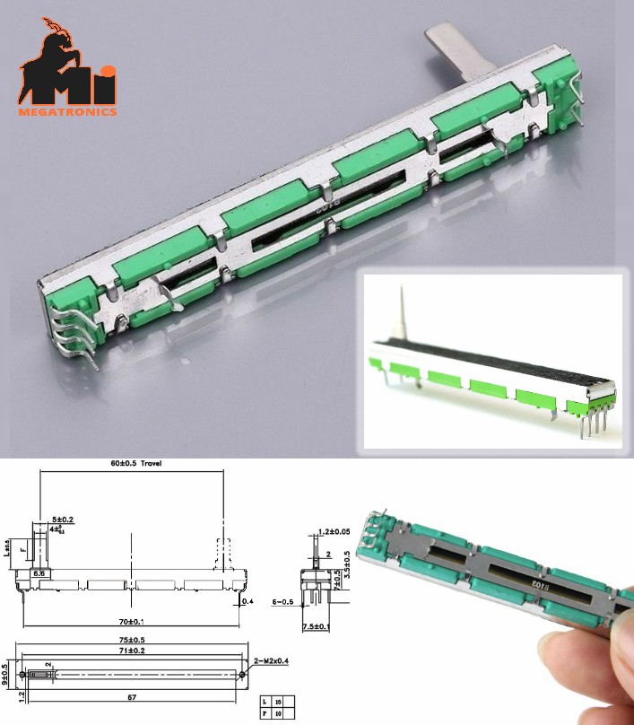 75mm mixer fader B10K dual channel sliding potentiometer resistor B103 straight