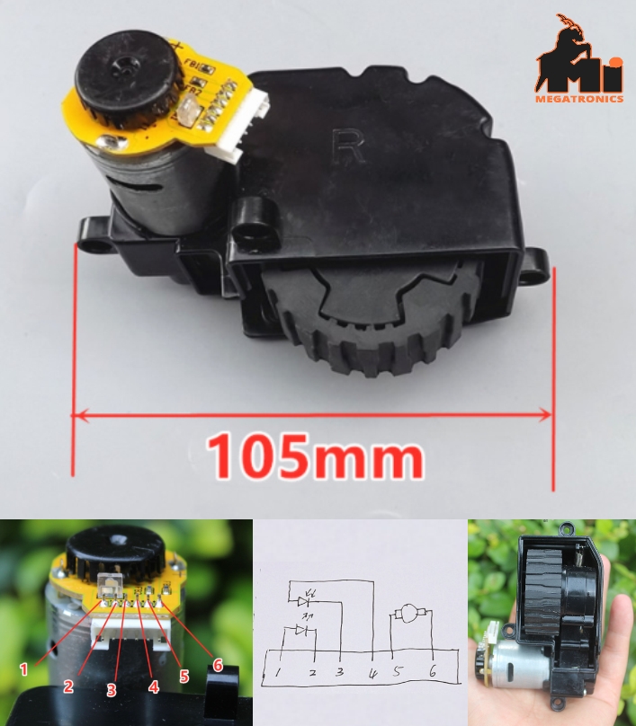 Sweeping robot gear motor with encoder tracking ve