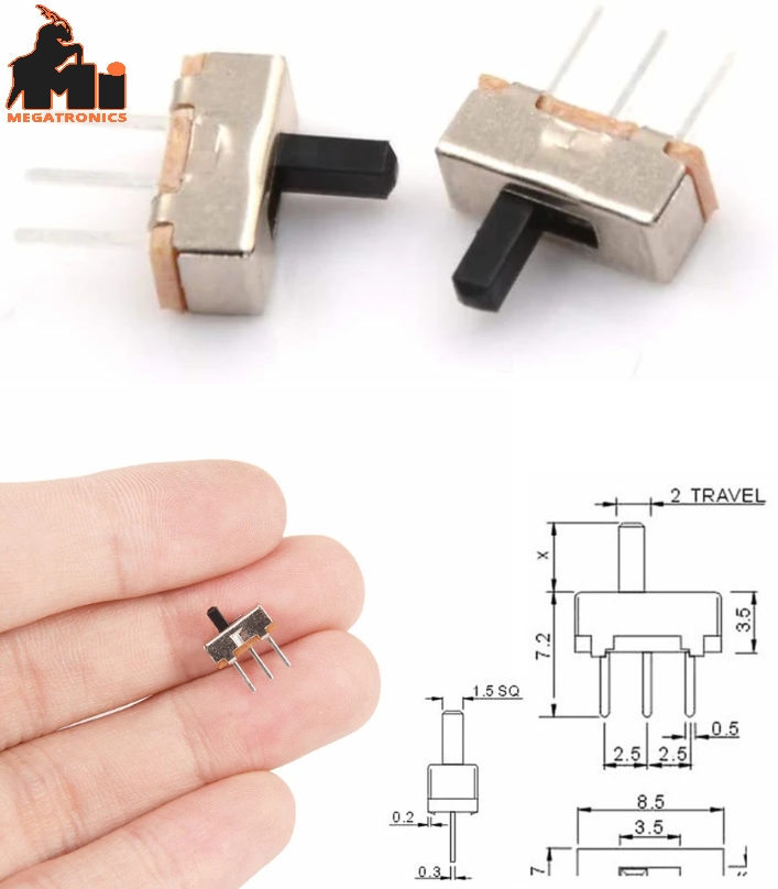 SS12D00 4mm 3 Pin SPDT 1P2T 2 Position Slide Switch Toggle Switch