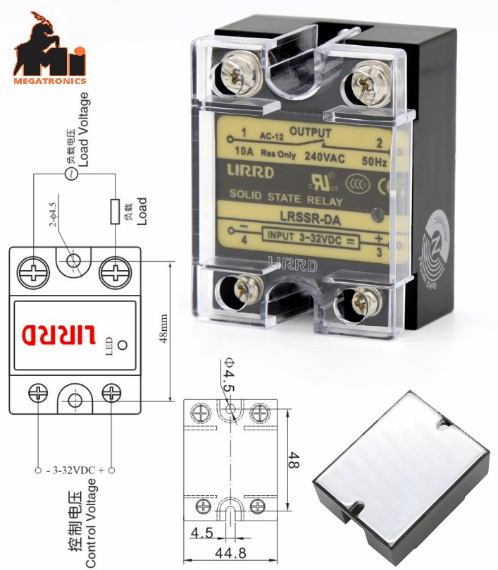 SSR Coil 3-24V DC Load 220V AC 40A Solid State Relay SSR-40DA LIRRD LRSSR-DA