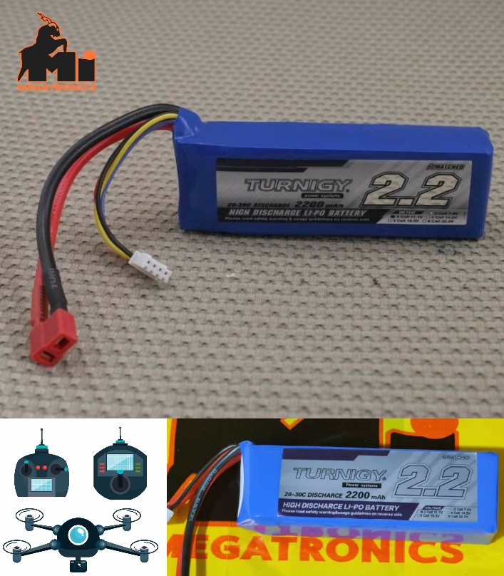Turnigy 2200mAh 3S 11.1v 25C Lipo Pack T-plug li-po battery quadcopter