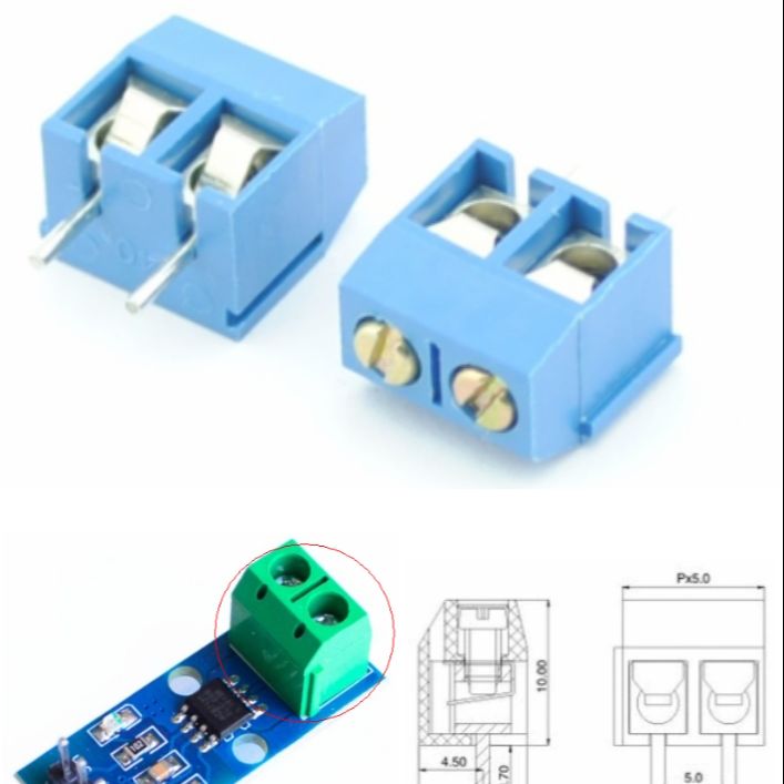 2pins 5.08mm Blue Terminal block connector pins