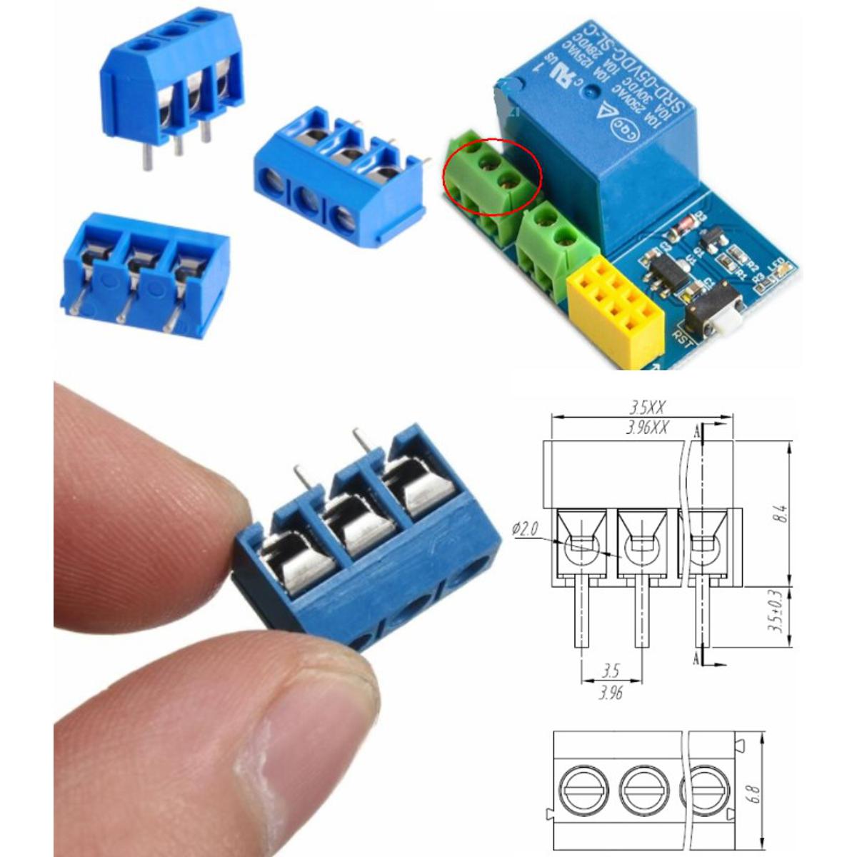 3pins 5.08mm Blue Terminal block connector pins