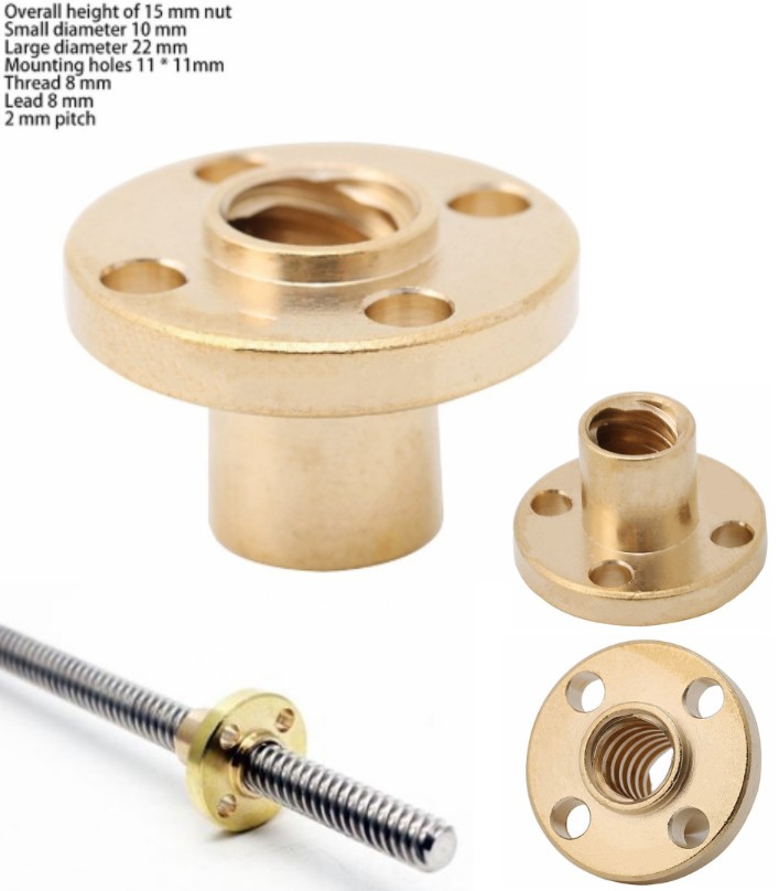 T8 Brass Screw Nut 8mm 2mm Pitch Lead Screw CNC 3D printer