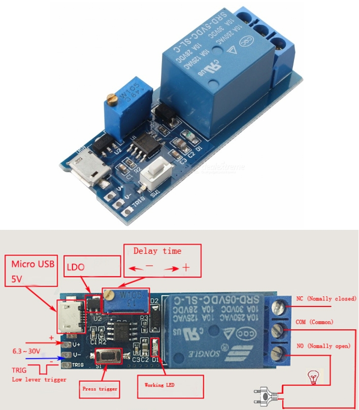 Trigger Delay Relay Timer Module Voltage 5V~30V