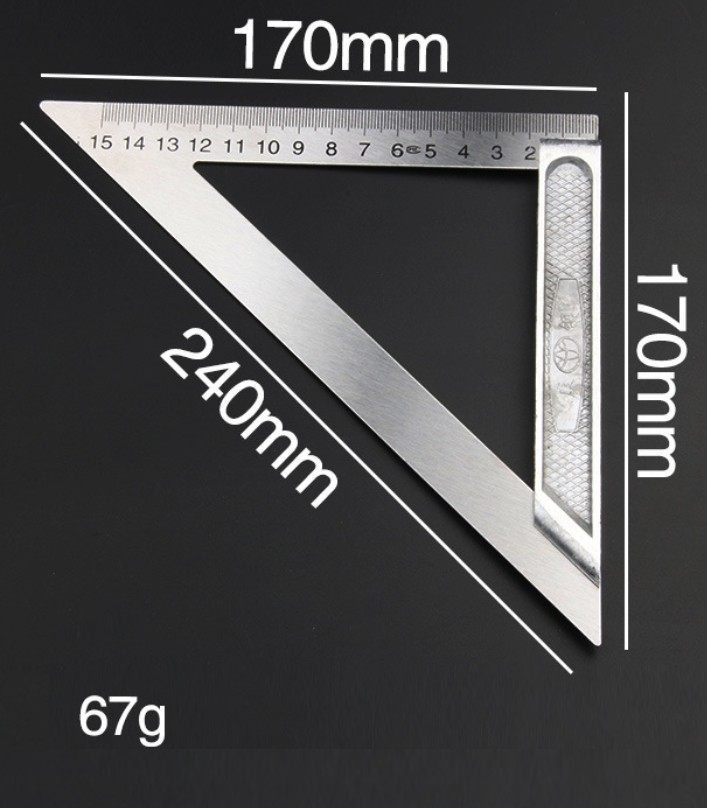 200mm Triangle Ruler Stainless 90 Degree measuring tool