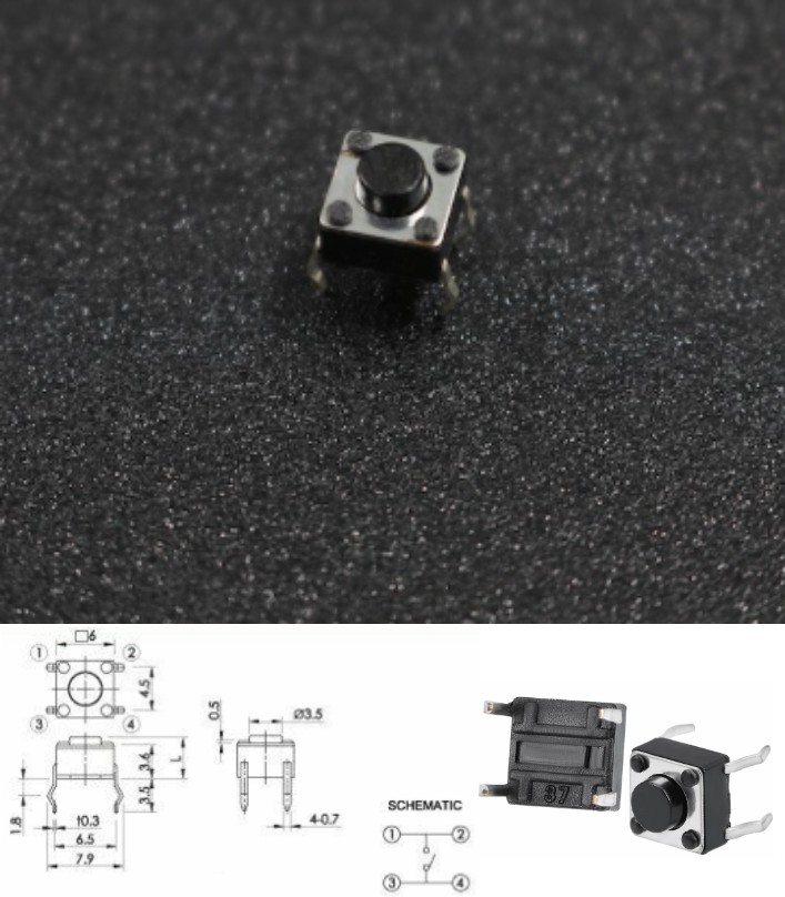 6x6x4.5mm 4Pin Tactile Switch push button momentary