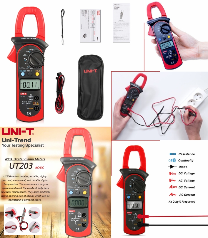 Original UNI-T UT203 AC DC Digital Clamp Multimeter voltage meter ampere meter o