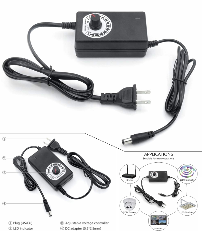 AC220 Adjustable DC 3V-24V 1A universal adapter regulated power supply charger