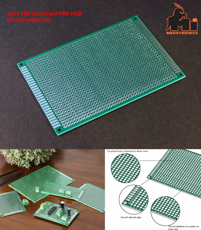 Double-Side Prototype PCB printed Universal Circuit Board Veroboard 8x12cm dotte