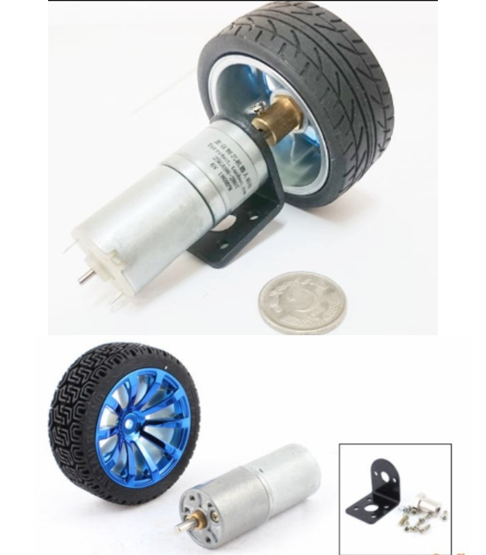 25GA37 Vibration less Robot Wheel and motor with parts 12V 280RPM 65mm tyre
