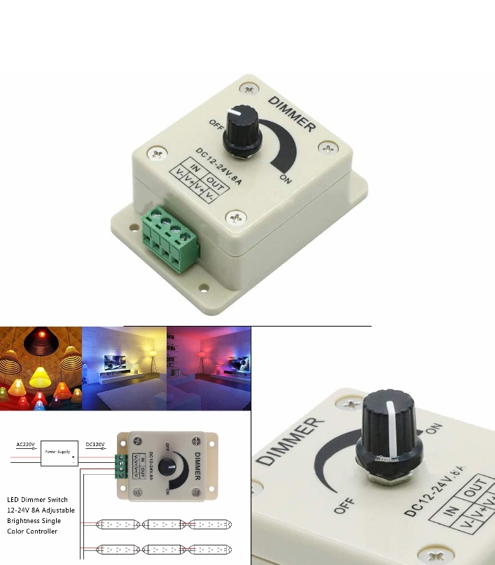 12-24V 8A LED light Knob Dimmer Controller Knob For single color LED strip