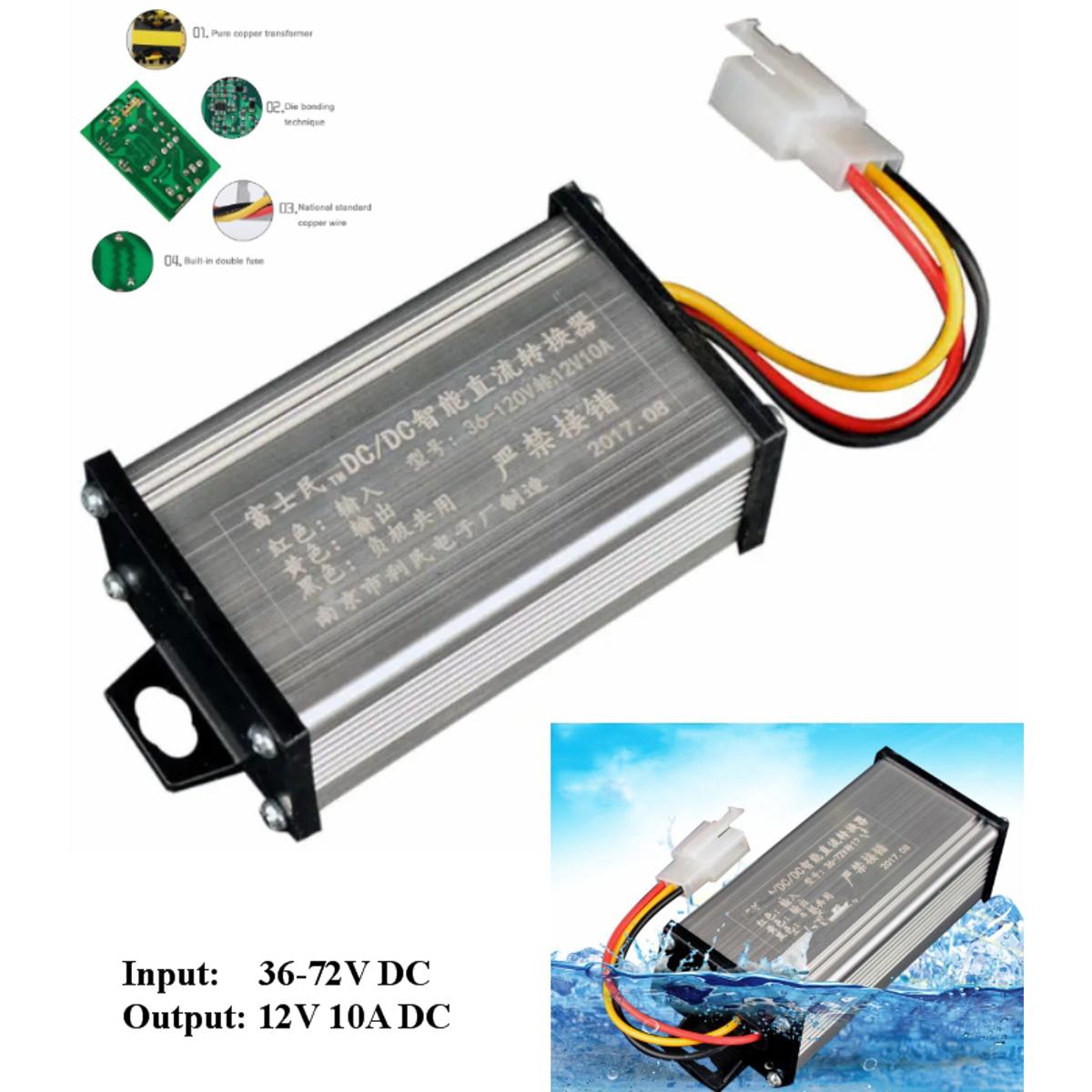 36V/48V/60V/64V/72V To 12V 10A DC Converter Adapter step down regulator DC to DC
