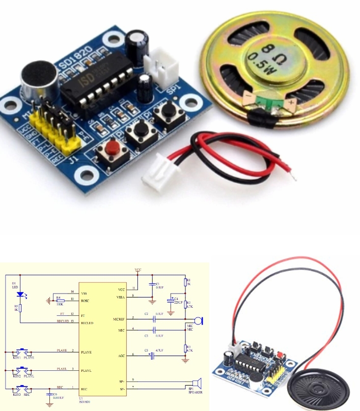 ISD1820 voice sound recording with MIC Speaker module