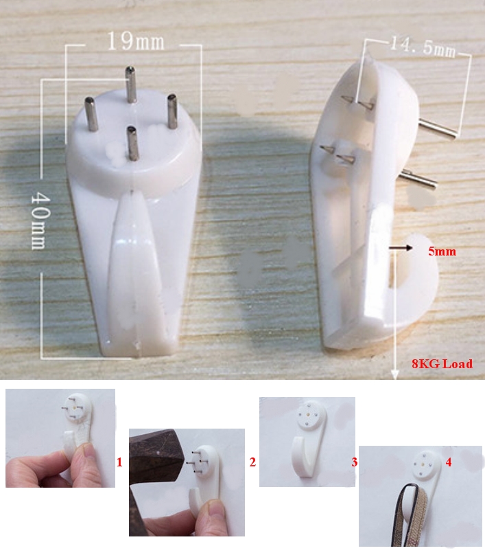 wall hanging hook with nails arch Fastner wall mount hanger