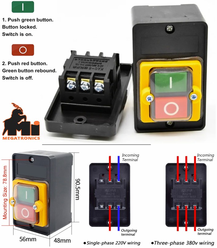 KAO-5M Machine Switch Button WaterProof 10A 220V 380V ON/Off Electrical  Push Sw