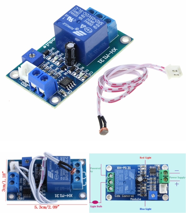 12V XH-M131 Light Control Switch Relay Photoresistor LDR controller