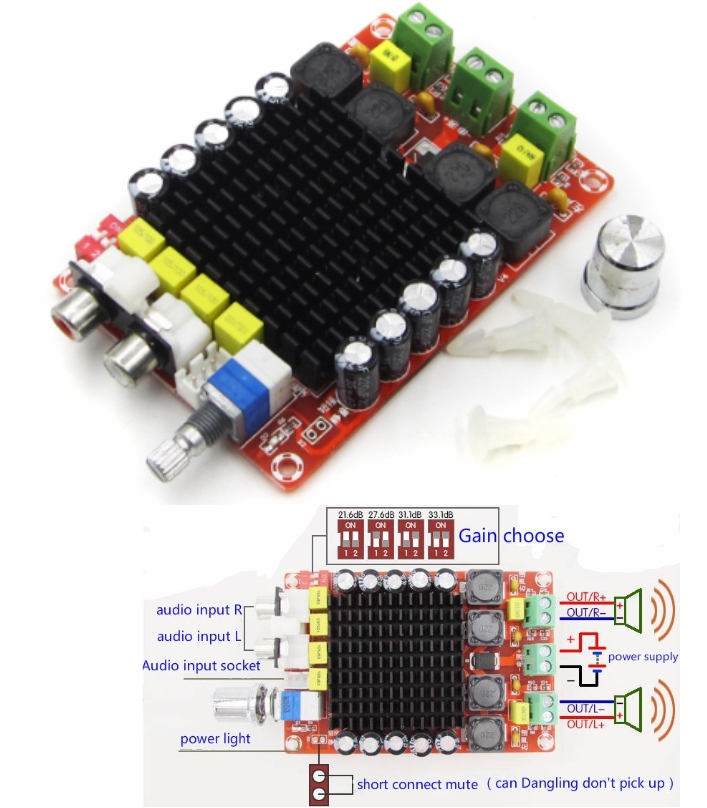 XH-M510 TDA7498 audio Amplifier Board DC 14-34V Dual channel stereo