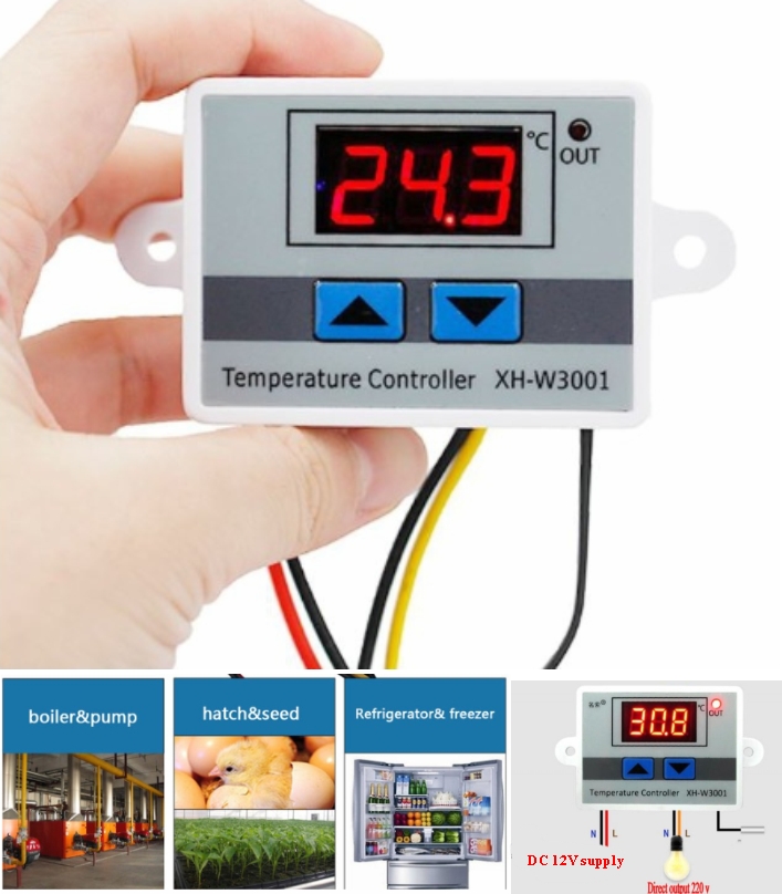 W3001 Digital LED Temperature Controller 12V DC 10A