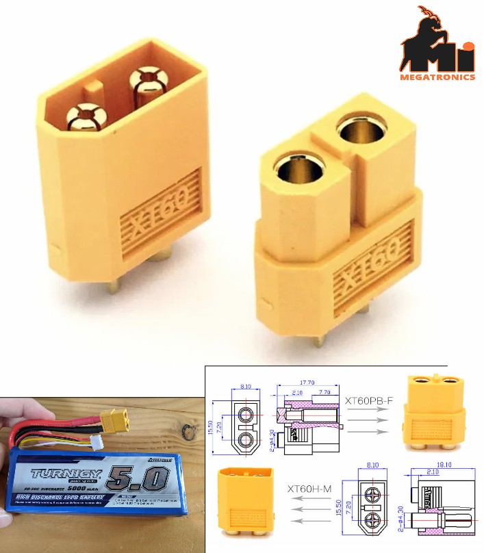 XT60 Bullet Connectors plugs Male-Female RC lipo battery connector