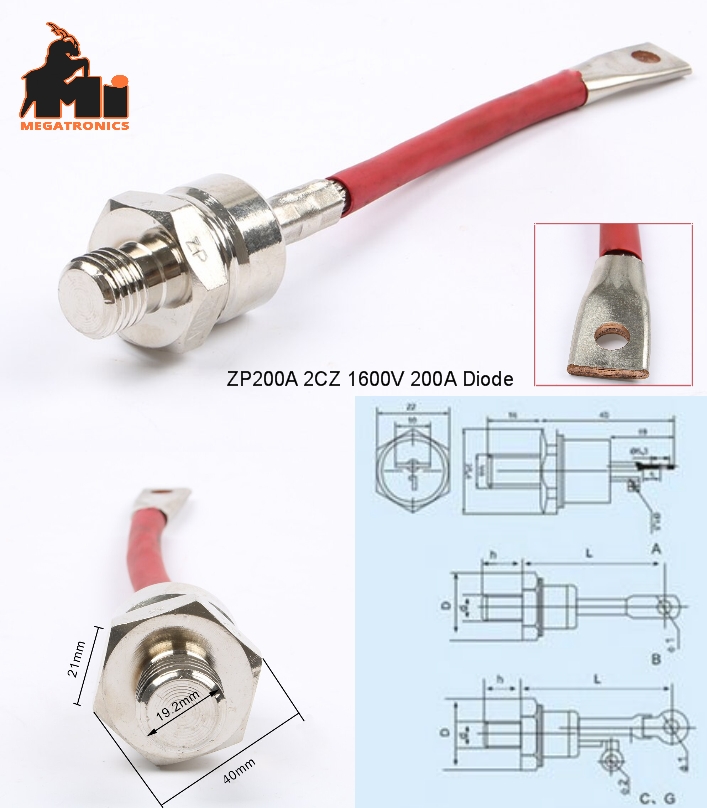 ZP200A 2CZ 1600V spiral rectifier diode anti-rever